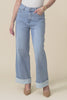 Deb Mid Blue Denim Wide Leg Jeans,brunette model,Video