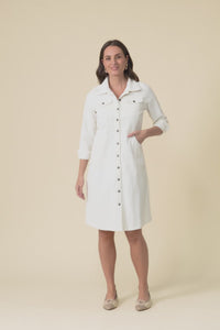 Bronwyn White Corduroy Button Dress,Video