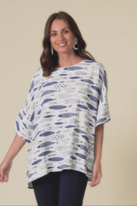 Alton Blue Sea Linen Cotton Top