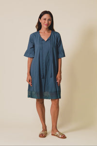 Cayman Teal Cotton Tunic Dress,Video
