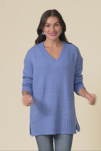 Brilla Blue V Neck Jumper