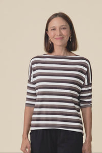 Camila Brown Stripe Bamboo Top