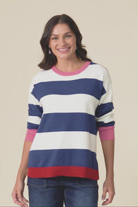 Elvie Blue Stripe Knit Jumper,Video
