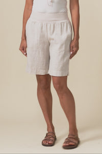 Aster Natural Linen Shorts,Video
