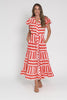 Delilah Red Stripe Cotton Tiered Dress,Video