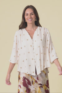 Mana Ivory Spot Sequin Top,Video