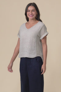 Dorian Beige Linen Cotton Top,Video