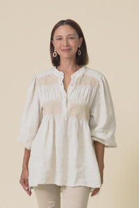 Balos Natural Linen Embellished Top,Video