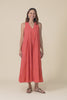 Aleta Orange Check Cotton Sleeveless Dress,Video