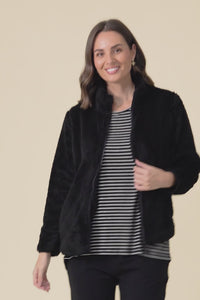 Ackerley Black Faux Fur Jacket,Video