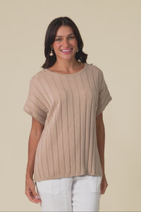 Blake Beige Cotton Linen Knit Top,Video