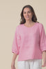 Addie Pink Linen Sleeved Top,video
