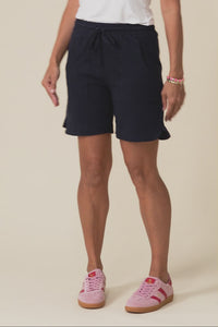Jonah Navy Cotton Drawstring Shorts,Video
