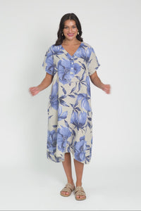 Louisiana Taupe Floral Button Dress,Video
