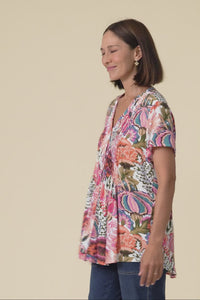 Isobel Pink Garden Button Top,Video