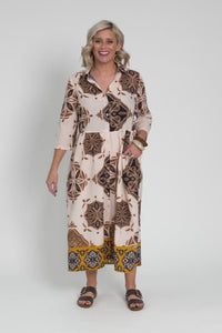 Madelina Brown Mosaic Cotton Dress,Video