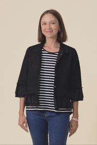 Dolores Black Cotton Frill Jacket,Video