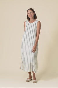 Riley Cream Stripe Linen Blend Dress,Video