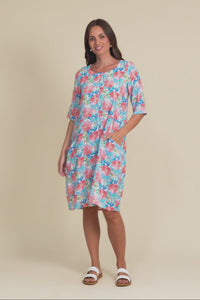 Lilibet Pink Flower Cotton Pocket Dress,Video