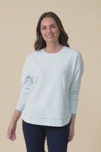 Simplified Blue Cotton Crewneck Sweatshirt,Video