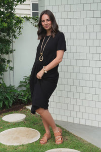Morgan Black Diagonal Seam Dress,Video