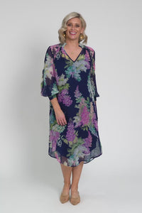 Lane Navy Wisteria Tie Dress,Video