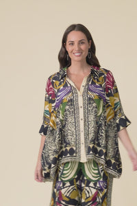 Gaulina Green Mosaic Button Shirt,Video