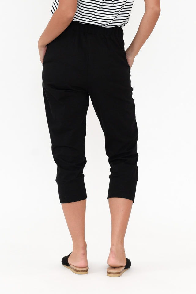 Alexia Black Cotton Cropped Jogger Pants image 6