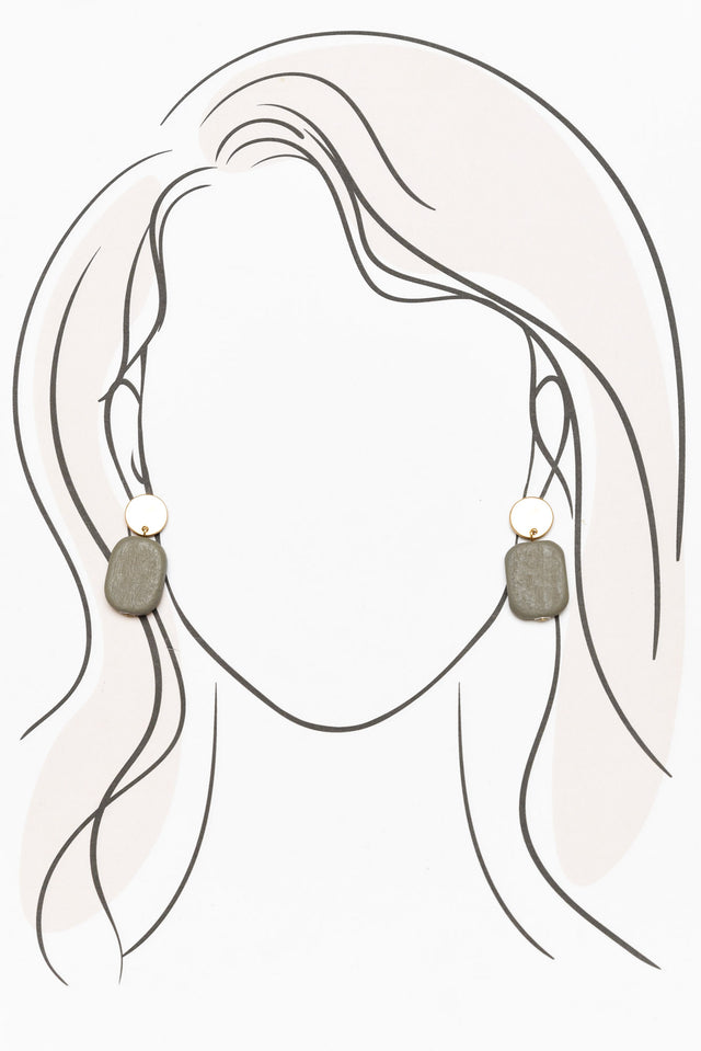 Ariel Grey Rectangle Drop Earrings image 2