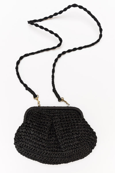 Arna Black Woven Crossbody Bag