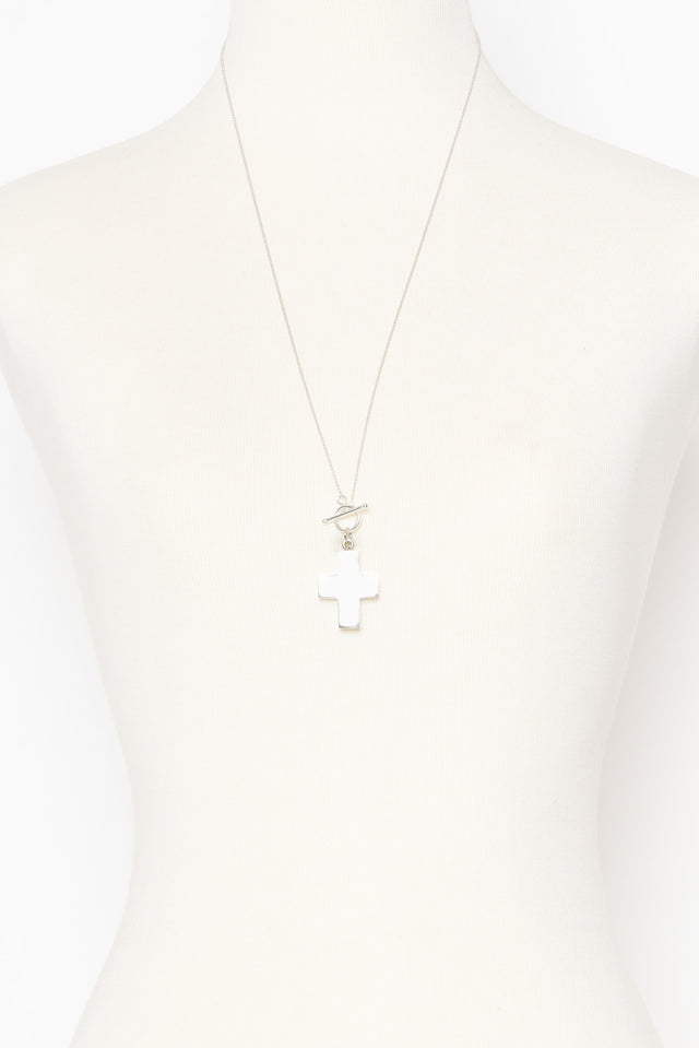 Ava Sterling Silver Long Cross Necklace image 2