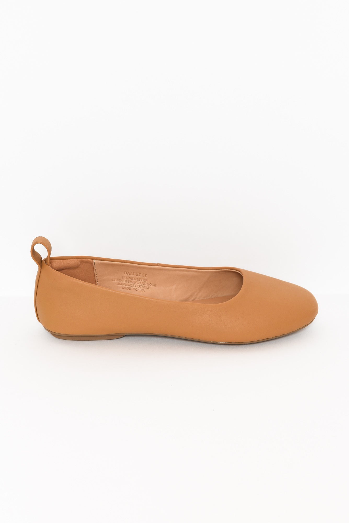 Ballet Tan Leather Flat Blue Bungalow