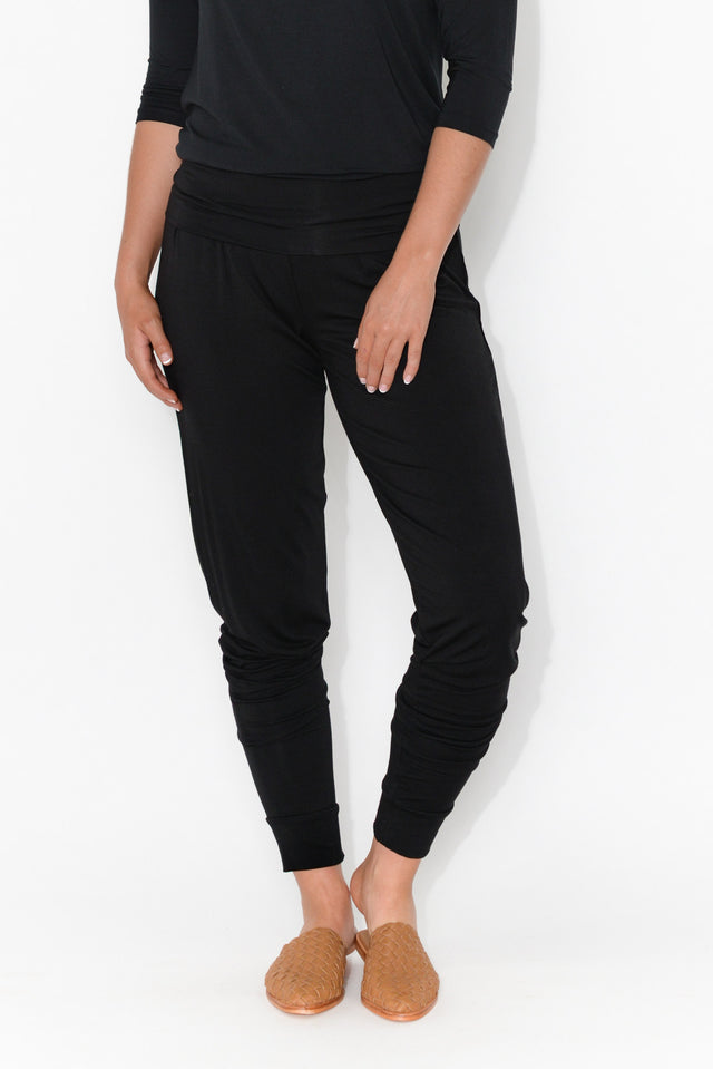 Black Bamboo Soft Slouch Pant   alt text|model:Mine;wearing:XS image 1