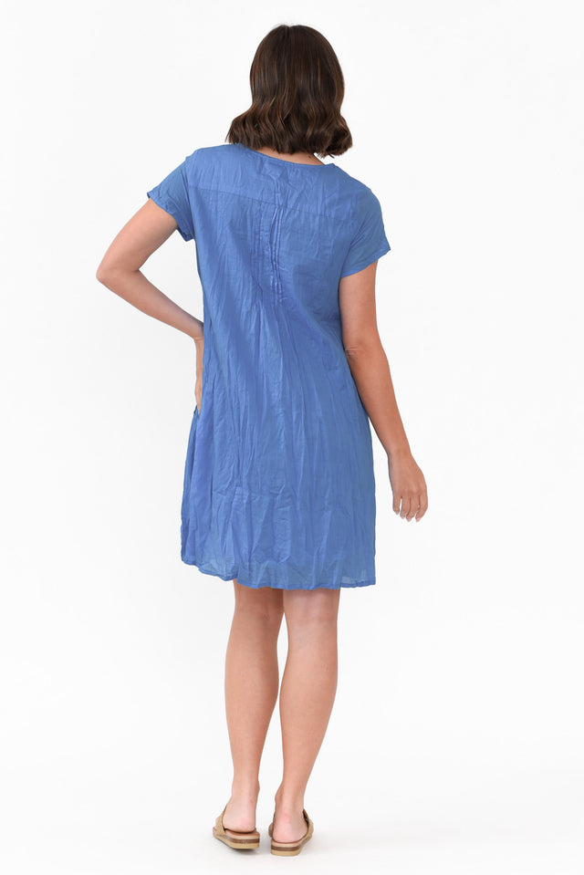 Sabina Cobalt Crinkle Cotton Dress image 4