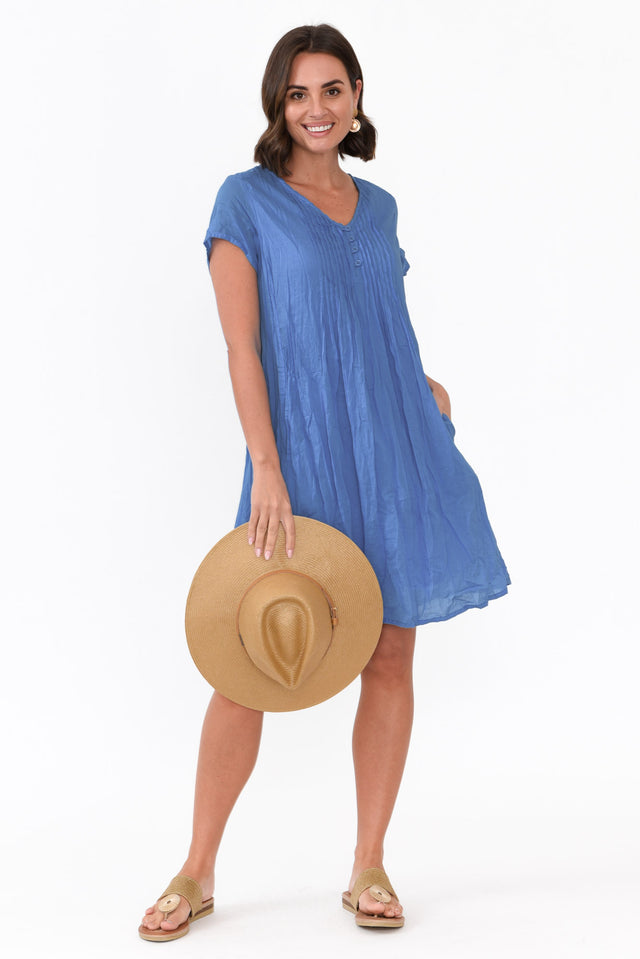 Sabina Cobalt Crinkle Cotton Dress image 1