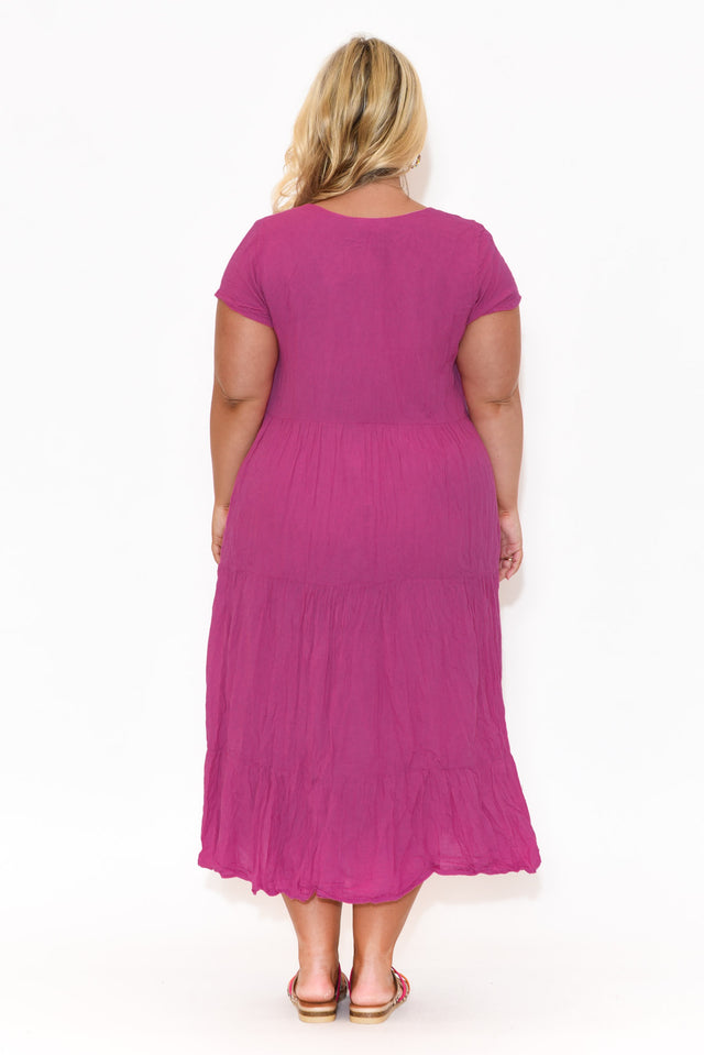 Carmen Hot Pink Crinkle Cotton Dress image 7