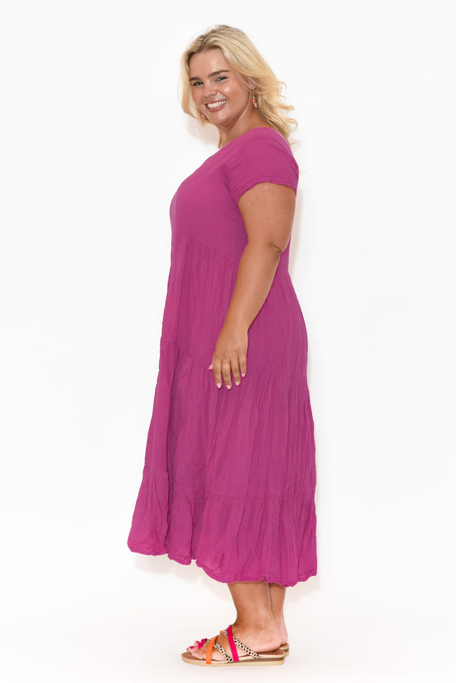 Carmen Hot Pink Crinkle Cotton Dress image 6