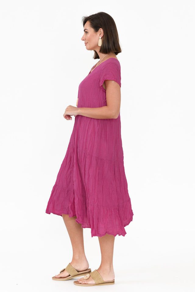 Carmen Hot Pink Crinkle Cotton Dress image 3