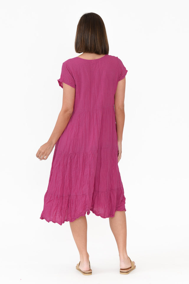 Carmen Hot Pink Crinkle Cotton Dress image 4