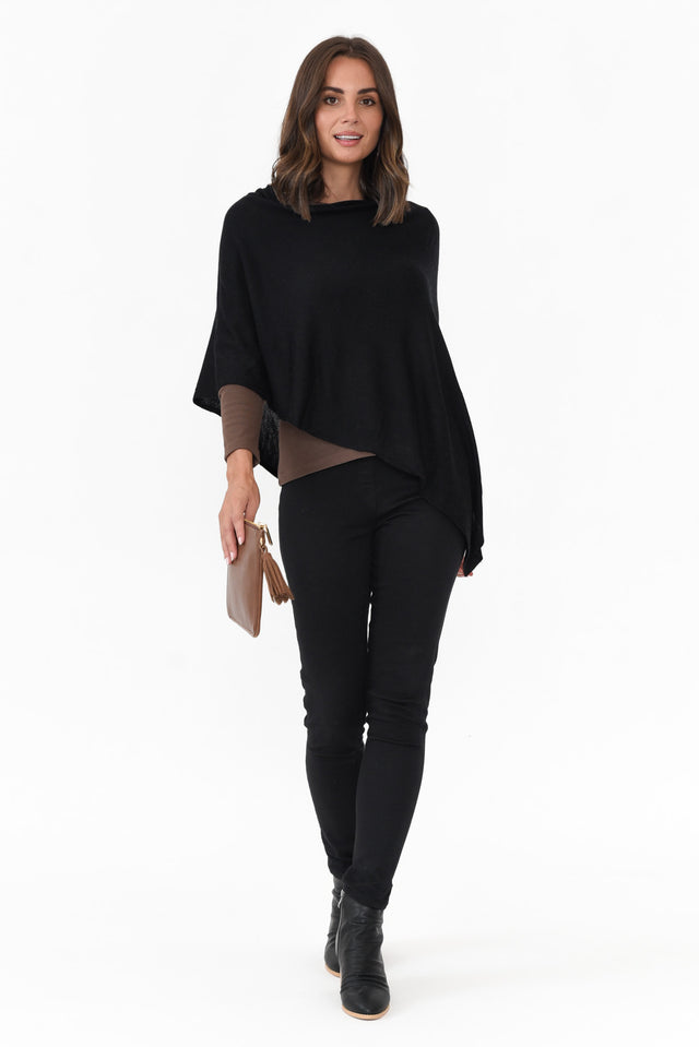 Carrie Black Cashmere Bamboo Poncho