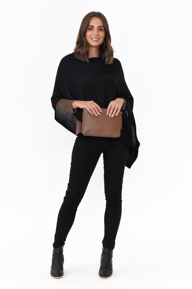 Carrie Black Cashmere Bamboo Poncho image 3