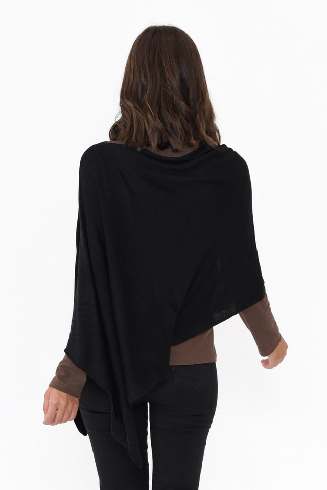 Carrie Black Cashmere Bamboo Poncho thumbnail 5
