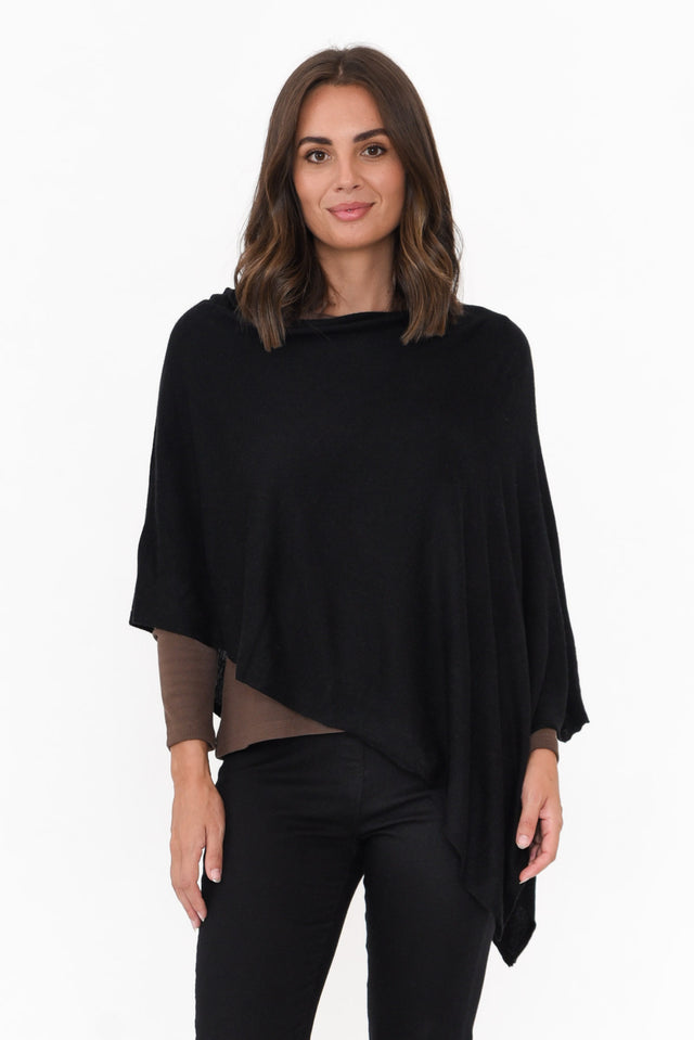 Carrie Black Cashmere Bamboo Poncho