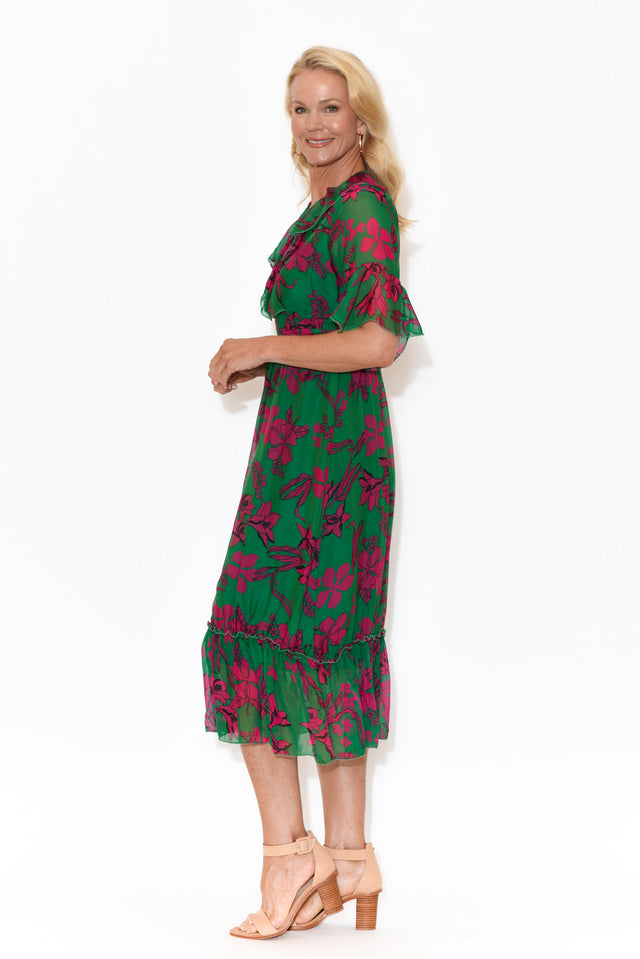 Charlotte Fuchsia Floral Silk Tie Dress image 2