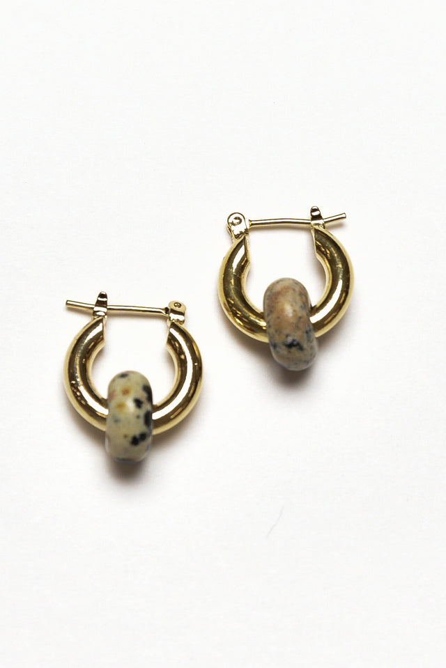 Corina Grey Speckle Huggie Earrings image 1