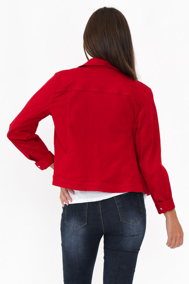 Danielle Red Stretch Jean Jacket image 6