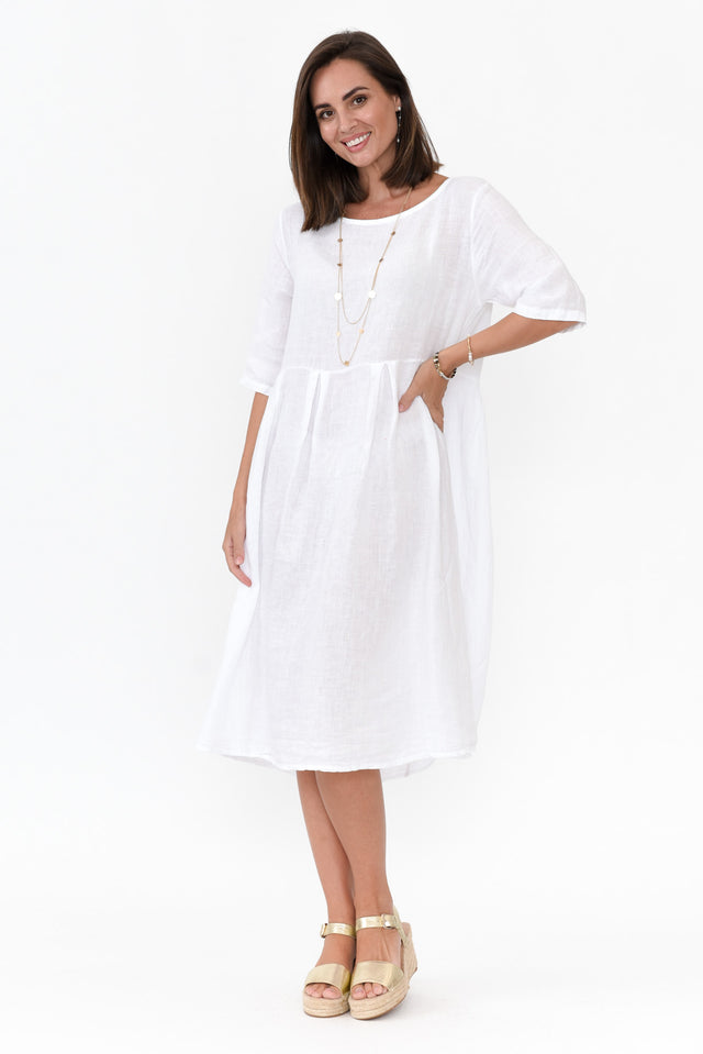 Davina White Linen Swing Dress   image 1