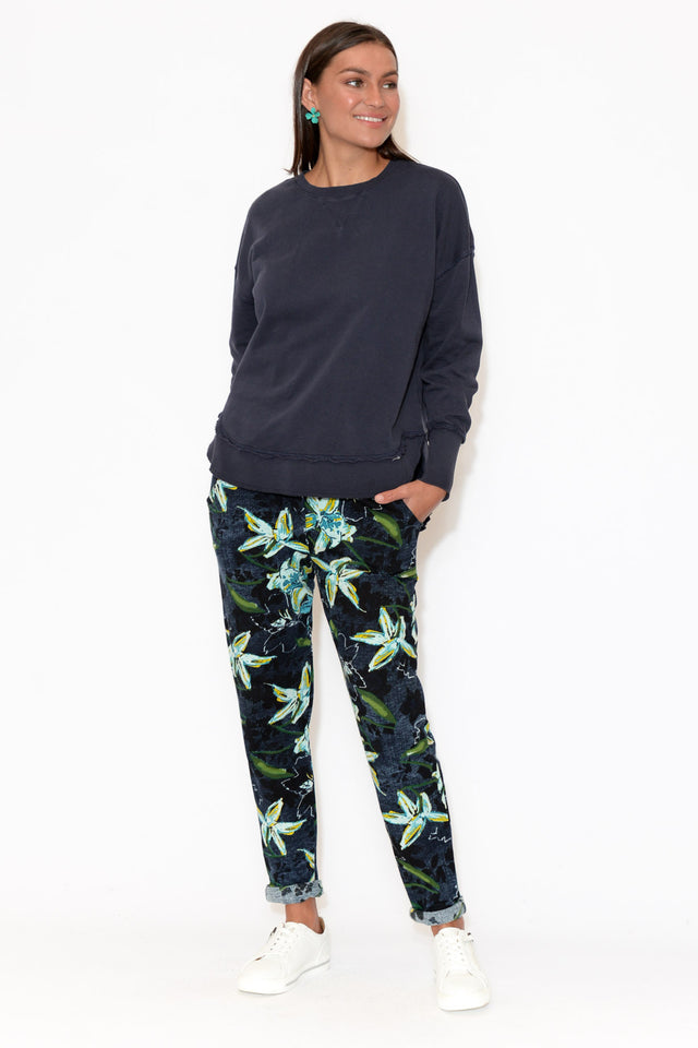 Delilah Navy Cotton Crewneck Sweatshirt image 5