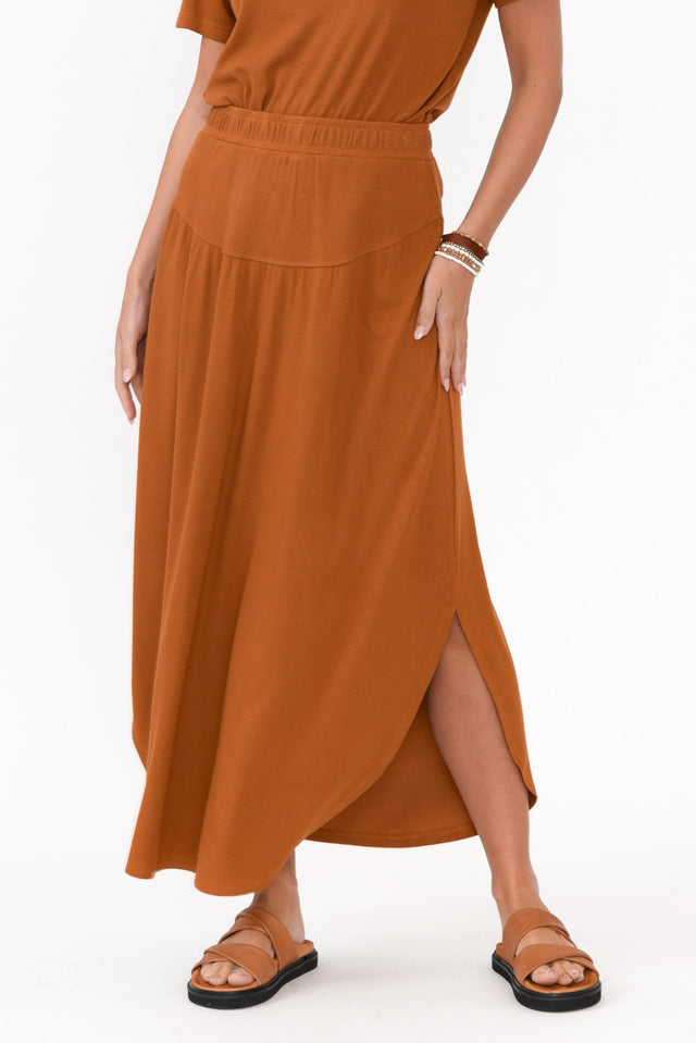 Dionne Rust Ribbed Bamboo Skirt   image 1