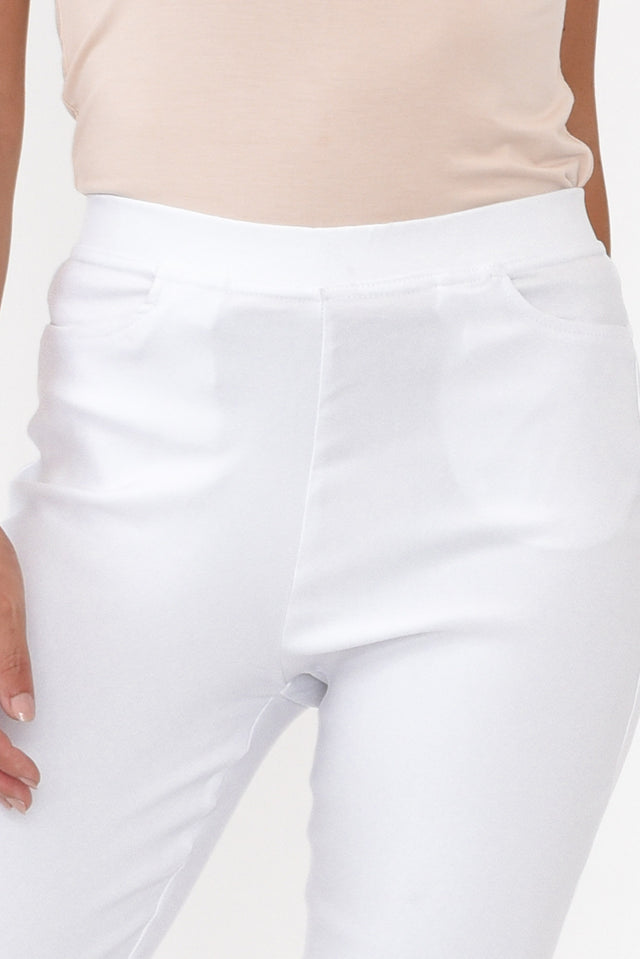 Dixon White Cotton Stretch Pants